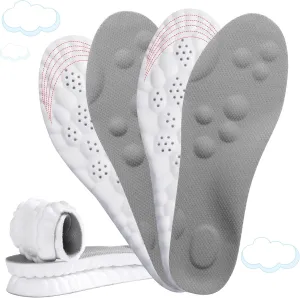 2 Pairs 4D Cloud Soles for Men - Soft Memory Foam Cushioning Cloud Insoles - Ultra Comfort Trim to Fit Steppers Insoles with Arch Support for Foot Pain Relief and Fatigue Reduction(US M 7.5-10.5)