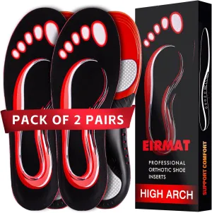 2 Pairs Plantar Fasciitis Relief Insoles, Arch Support Inserts for Men Women, Athletic Gel Insoles Men for Athletic, Orthotic Inserts for High Arch, Flat feet, Pain Relief