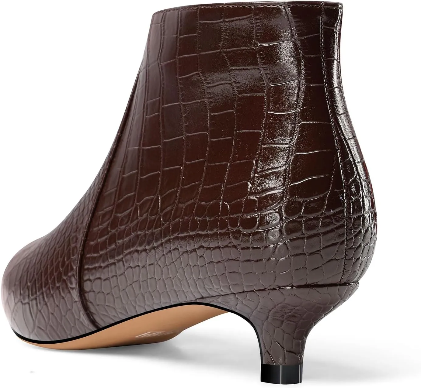 Aachcol Womens Pointed Toe Low Kitten Heel Ankle Boots Short Bootie Zipper Office Dress Basic Classic 1.4 Inches Heels