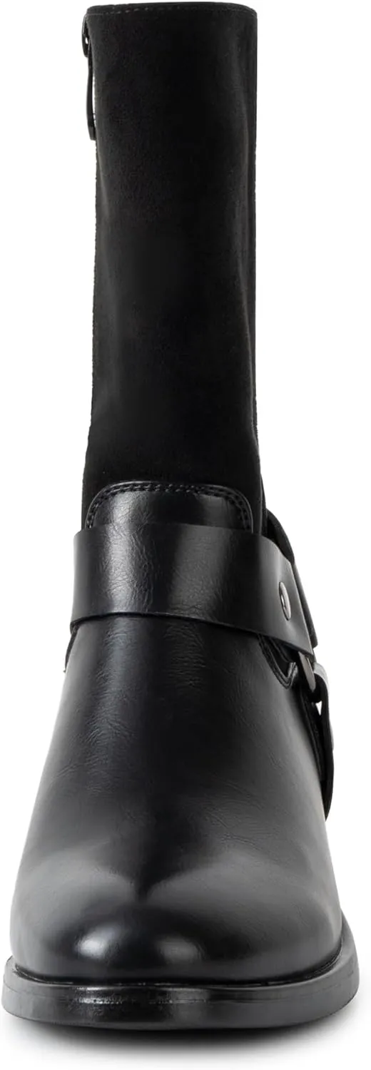Alpine Swiss Daria Womens Moto Biker Boots Vegan Leather Motorcycle Mid Calf Booties