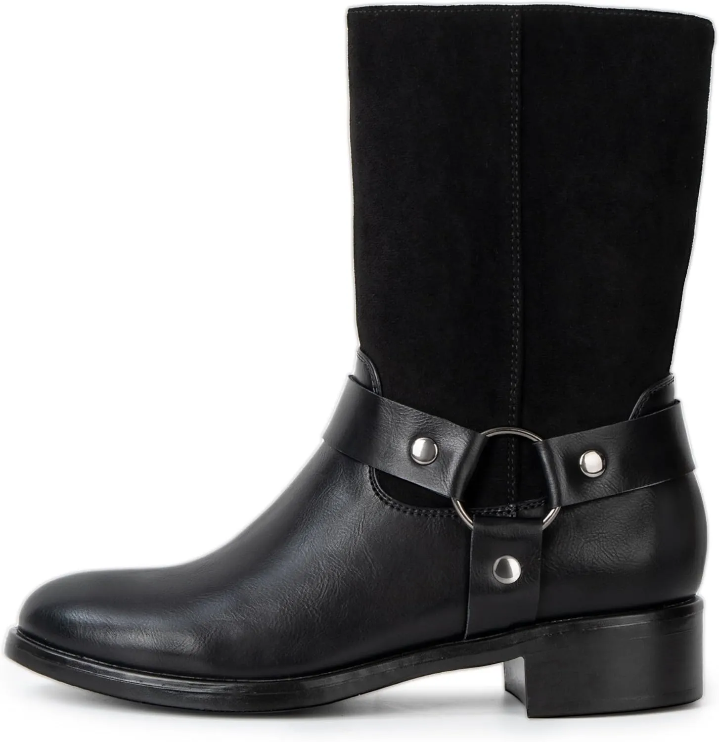 Alpine Swiss Daria Womens Moto Biker Boots Vegan Leather Motorcycle Mid Calf Booties