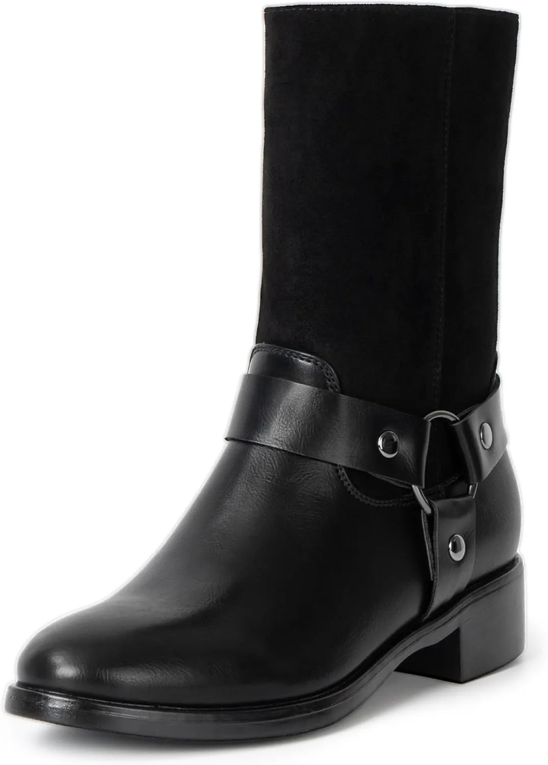 Alpine Swiss Daria Womens Moto Biker Boots Vegan Leather Motorcycle Mid Calf Booties