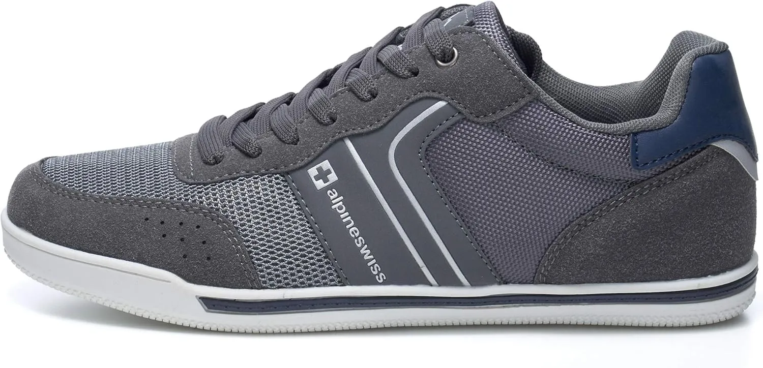 Alpine Swiss Liam Mens Fashion Sneakers Suede Trim Low Top Lace Up Tennis Shoes