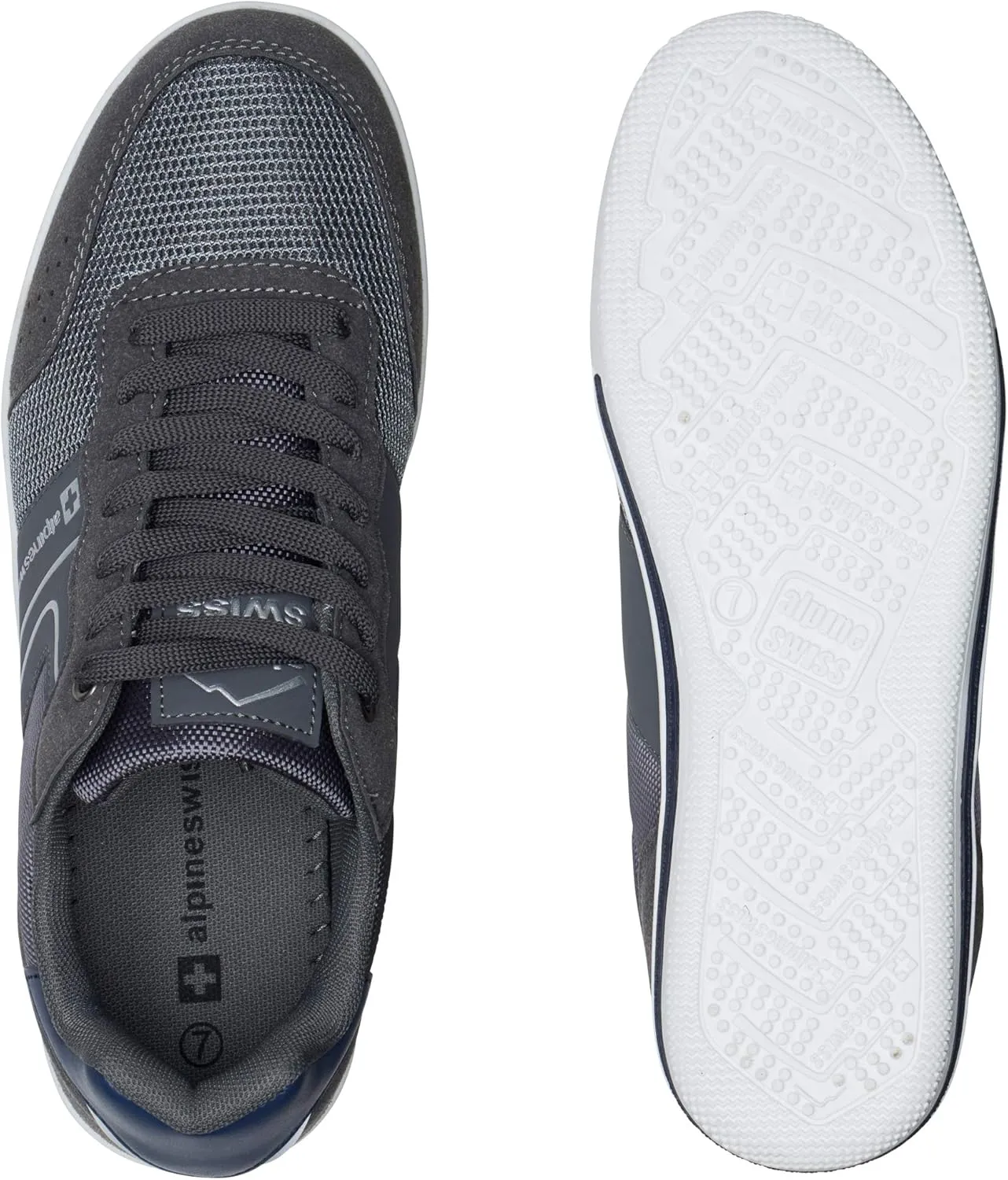 Alpine Swiss Liam Mens Fashion Sneakers Suede Trim Low Top Lace Up Tennis Shoes