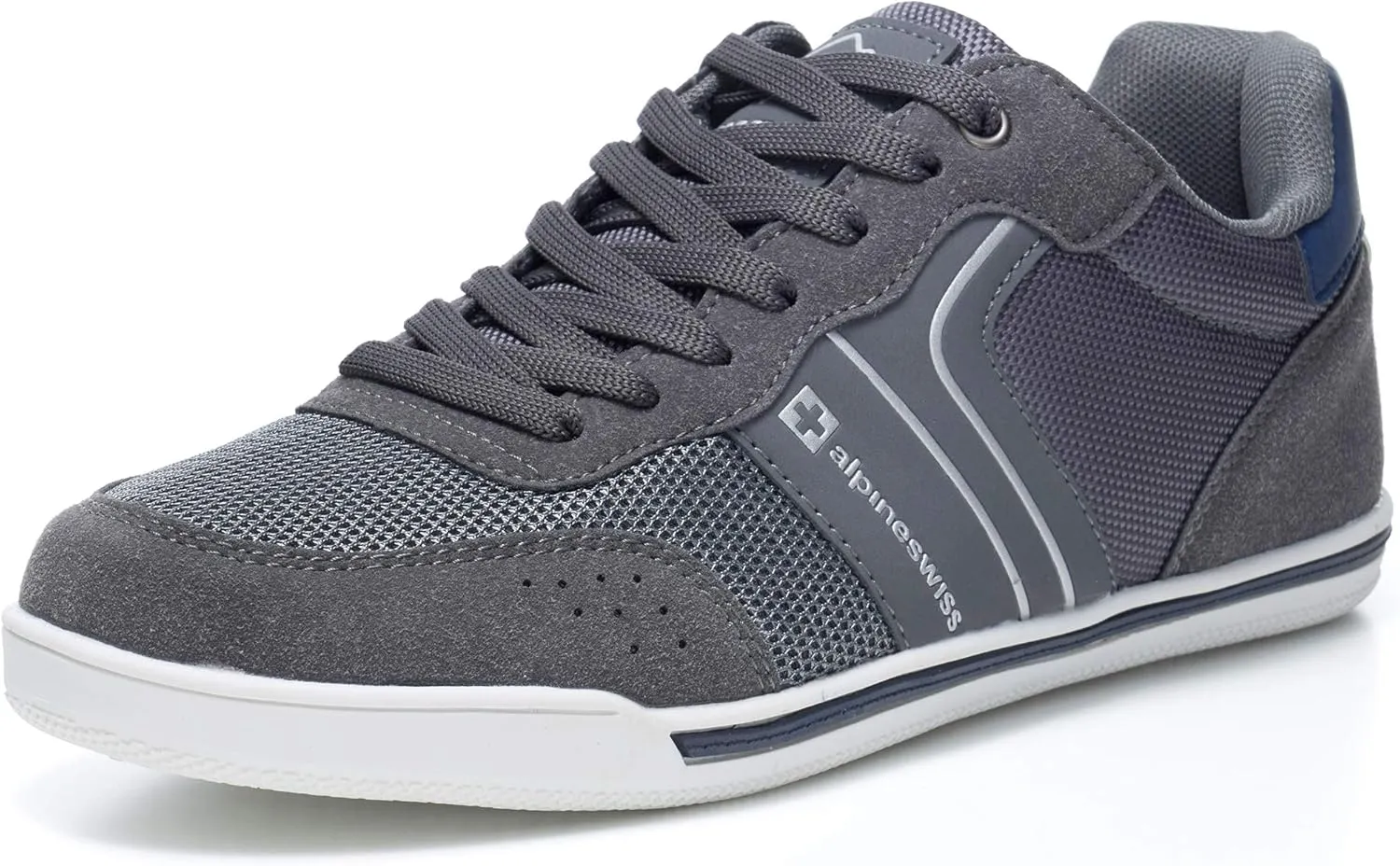Alpine Swiss Liam Mens Fashion Sneakers Suede Trim Low Top Lace Up Tennis Shoes