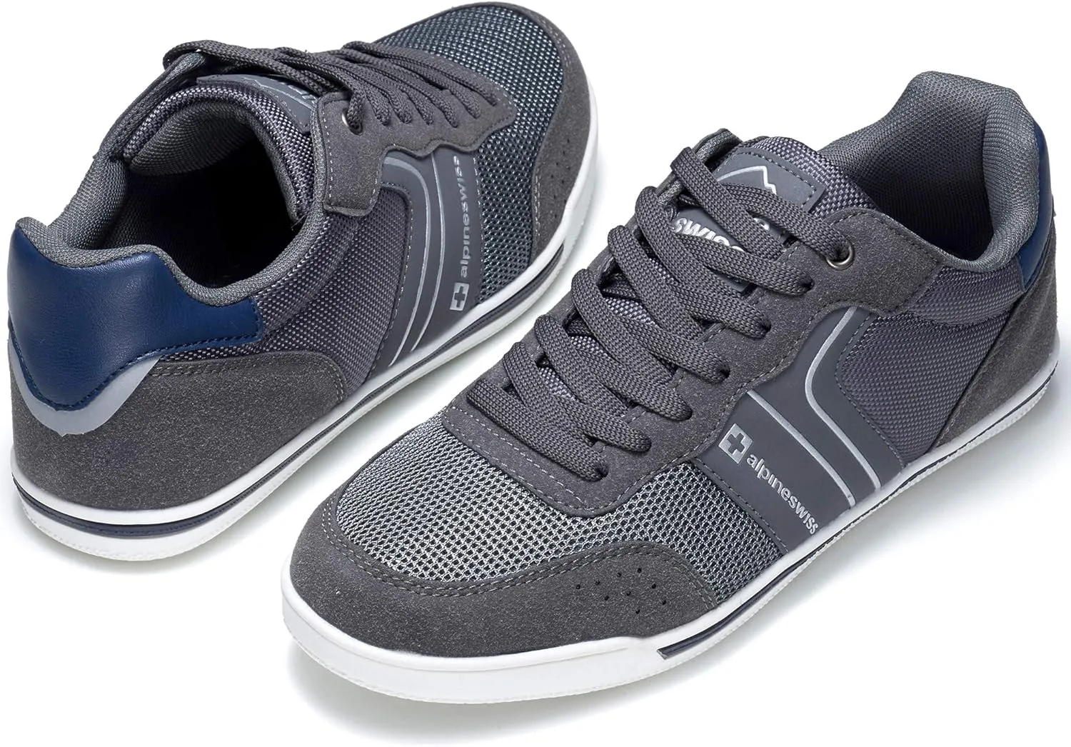 Alpine Swiss Liam Mens Fashion Sneakers Suede Trim Low Top Lace Up Tennis Shoes