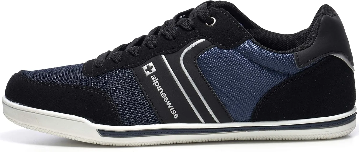 Alpine Swiss Liam Mens Fashion Sneakers Suede Trim Low Top Lace Up Tennis Shoes