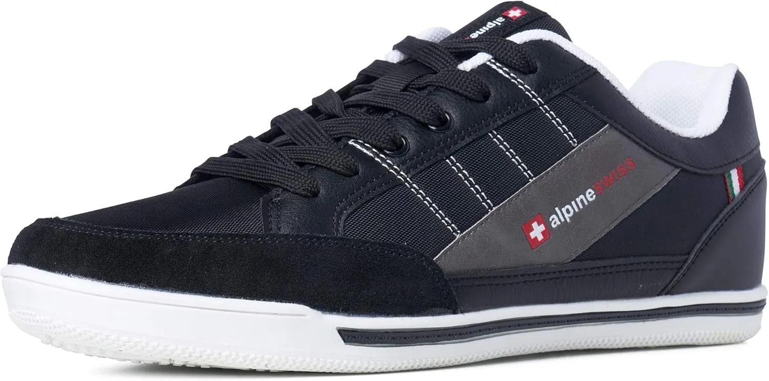 Alpine Swiss Stefan Retro Sneakers for Men | Stylish Low-Top Shoes with Suede Trim | Perfect for Casual Footwear | Fashion Sneakers | Mens Tennis Shoes