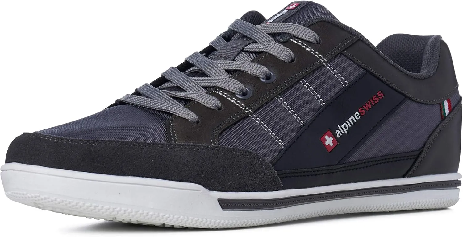 Alpine Swiss Stefan Retro Sneakers for Men | Stylish Low-Top Shoes with Suede Trim | Perfect for Casual Footwear | Fashion Sneakers | Mens Tennis Shoes