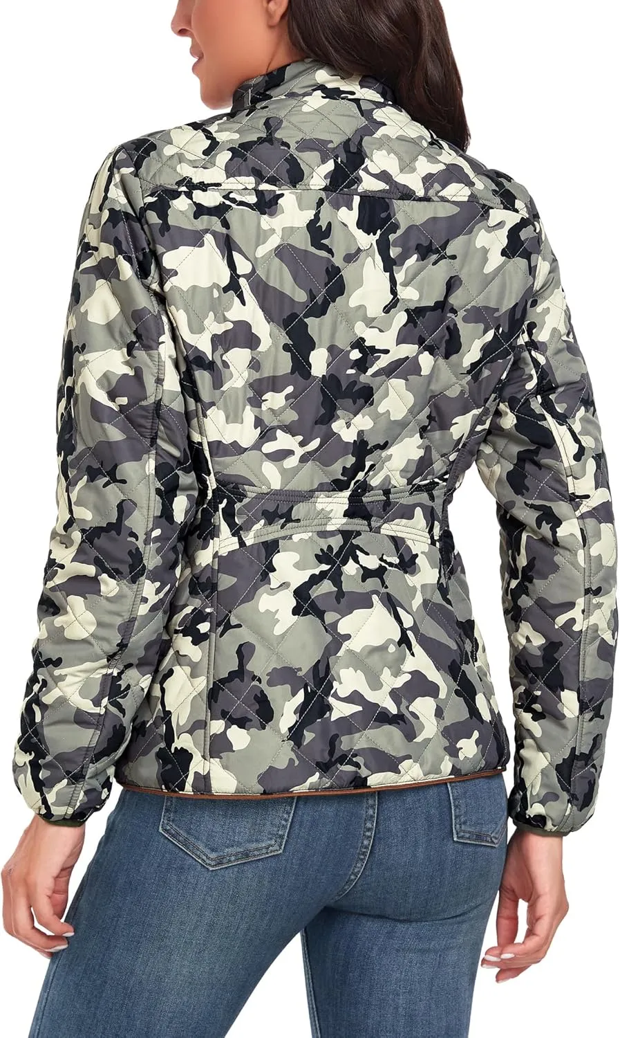 Anienaya Women's Lightweight Quilted Jacket Stand Collar Zip Warm Winter Coat Outwear w 2 Pockets