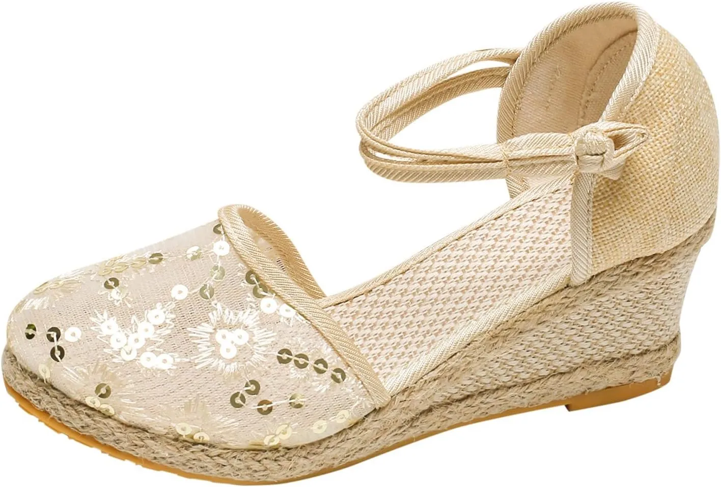 Aniywn Women Closed Toe Retro Wedge Casual Sandals Buckle Strap Ladies Espadrilles Wedge Sandals