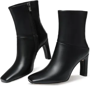 Ankle Boots for Women Square Toe Short Boots Side Zipper Low Heel Ankle Booties Fashion Comfort Dressy Lady Shoes