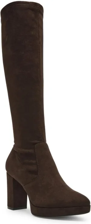 Anne Klein Womens Journey Block Heel Faux Suede Knee-High Boots