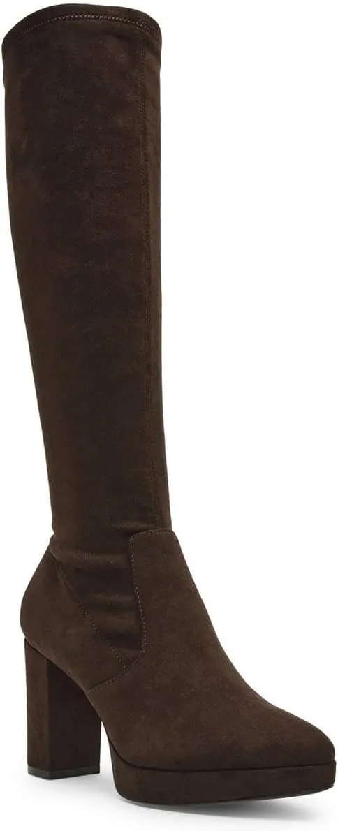 Anne Klein Womens Journey Block Heel Faux Suede Knee-High Boots
