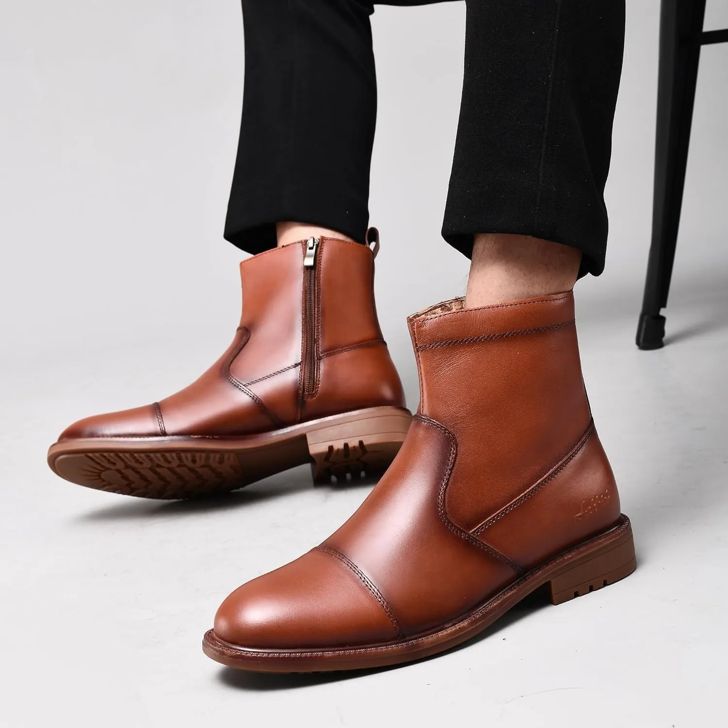 Arkbird Mens Chelsea Dress Boots Side Zipper Genuine Leather Classic Fashion Casual Slip-on Ankle Boots for Men
