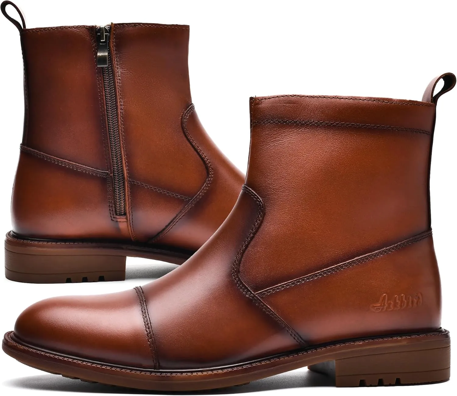 Arkbird Mens Chelsea Dress Boots Side Zipper Genuine Leather Classic Fashion Casual Slip-on Ankle Boots for Men