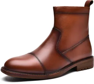Arkbird Mens Chelsea Dress Boots Side Zipper Genuine Leather Classic Fashion Casual Slip-on Ankle Boots for Men