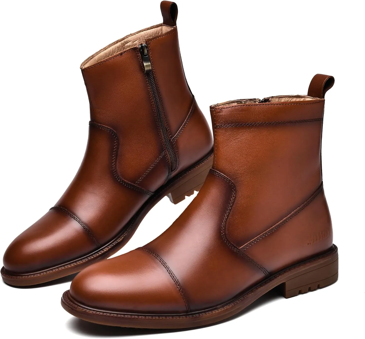 Arkbird Mens Chelsea Dress Boots Side Zipper Genuine Leather Classic Fashion Casual Slip-on Ankle Boots for Men