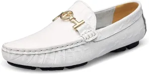 Asifn Mens Leather Loafers Slip-Ons Casual Driving Flat Walking Moccasin Business Boat Shoes Fashion Slipper Wedding