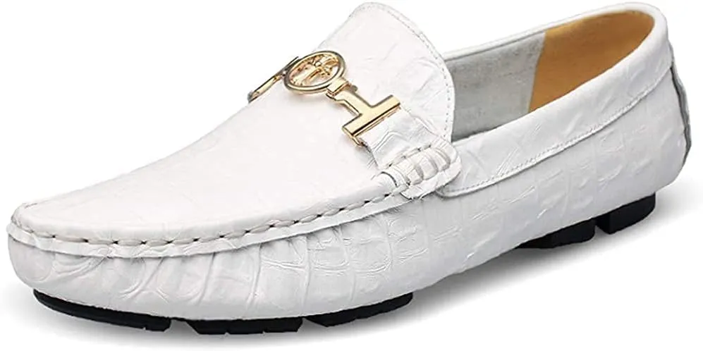 Asifn Mens Leather Loafers Slip-Ons Casual Driving Flat Walking Moccasin Business Boat Shoes Fashion Slipper Wedding