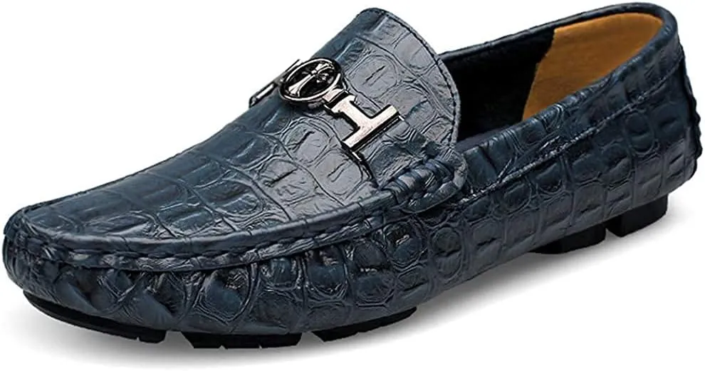 Asifn Mens Leather Loafers Slip-Ons Casual Driving Flat Walking Moccasin Business Boat Shoes Fashion Slipper Wedding