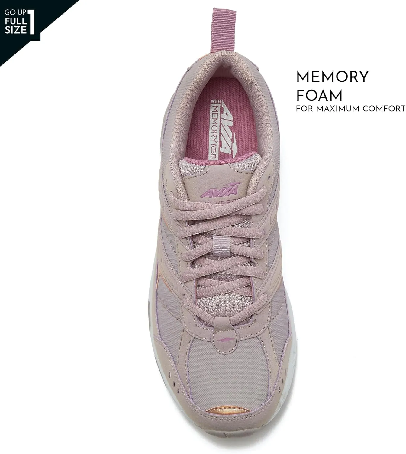 Avia Verge Womens Sneakers - Tennis, Court, Cross Training, or Pickleball Shoes for Women, Classic Black or Walking White Sneakers with Arch Support, Wide Width or Medium