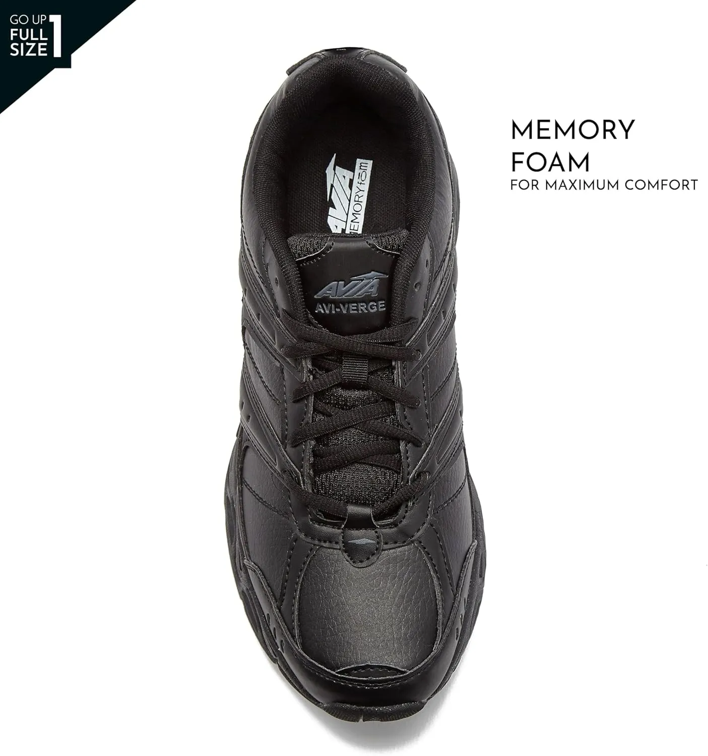 Avia Verge Womens Sneakers - Tennis, Court, Cross Training, or Pickleball Shoes for Women, Classic Black or Walking White Sneakers with Arch Support, Wide Width or Medium