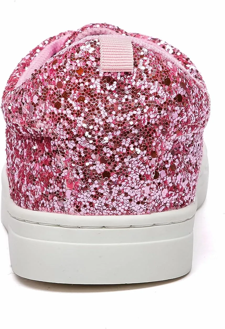 Bernal Girls & Boys Sparkle Glitter Sequin Sneakers Toddler/Little Kid/Big Kid Slip On School Low Top Walking Shoes Show Gift