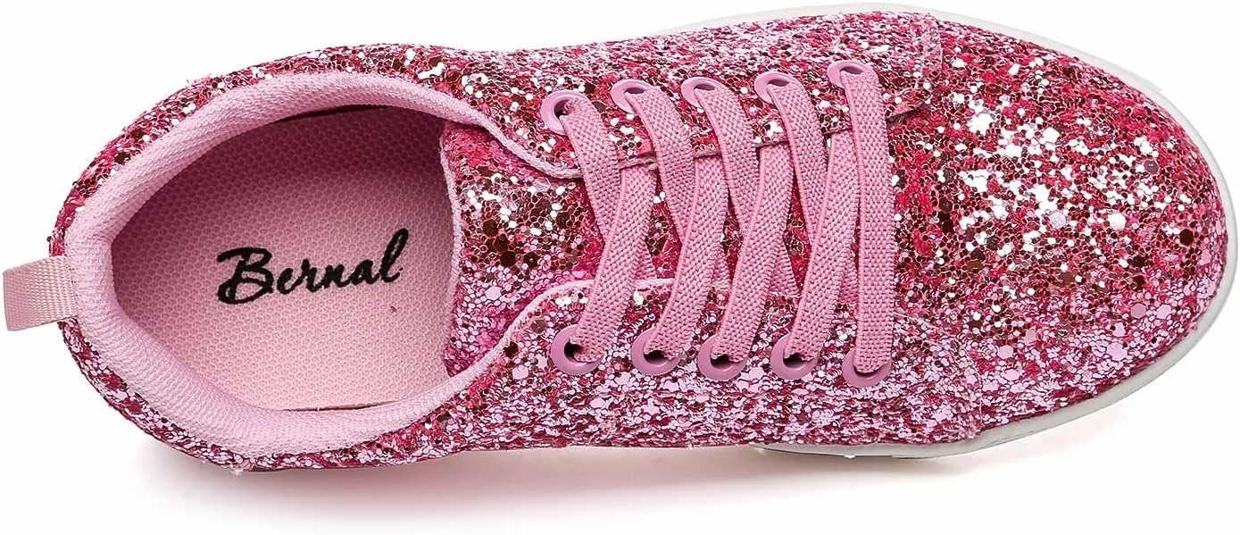Bernal Girls & Boys Sparkle Glitter Sequin Sneakers Toddler/Little Kid/Big Kid Slip On School Low Top Walking Shoes Show Gift