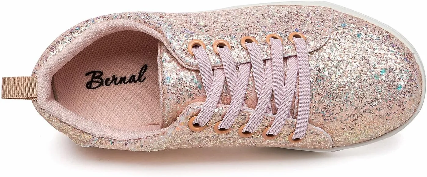Bernal Girls & Boys Sparkle Glitter Sequin Sneakers Toddler/Little Kid/Big Kid Slip On School Low Top Walking Shoes Show Gift