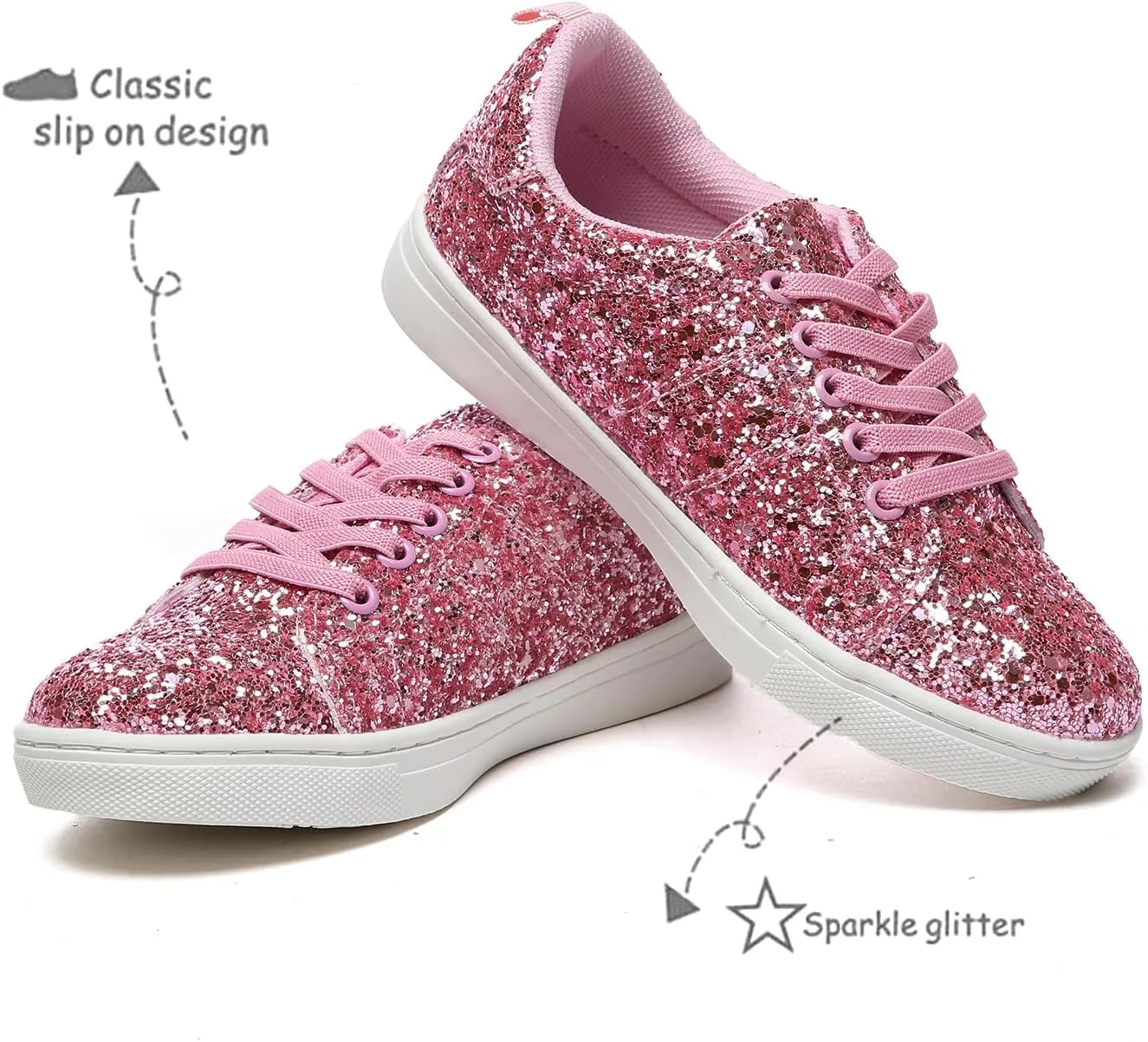 Bernal Girls & Boys Sparkle Glitter Sequin Sneakers Toddler/Little Kid/Big Kid Slip On School Low Top Walking Shoes Show Gift