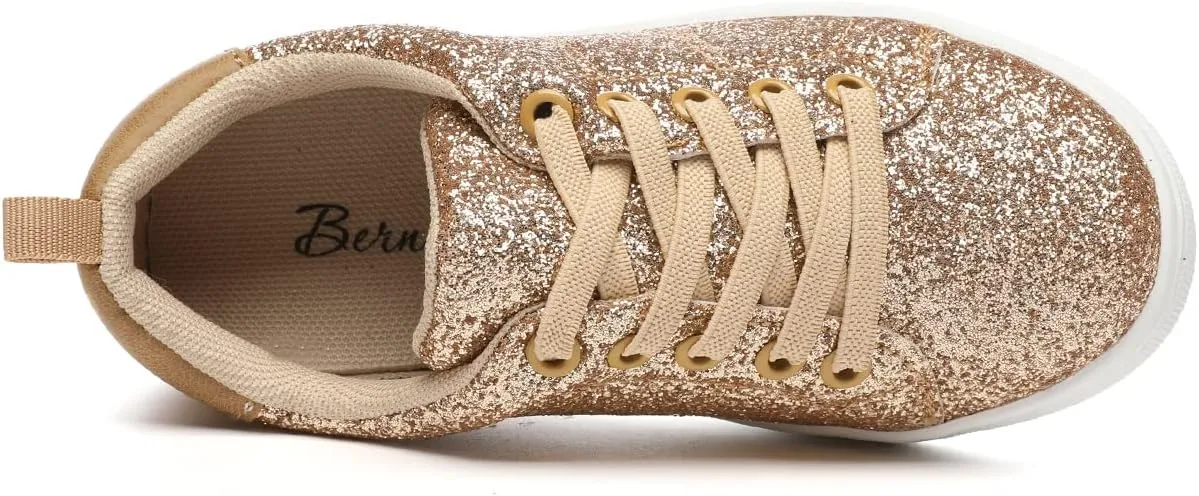 Bernal Girls & Boys Sparkle Glitter Sequin Sneakers Toddler/Little Kid/Big Kid Slip On School Low Top Walking Shoes Show Gift