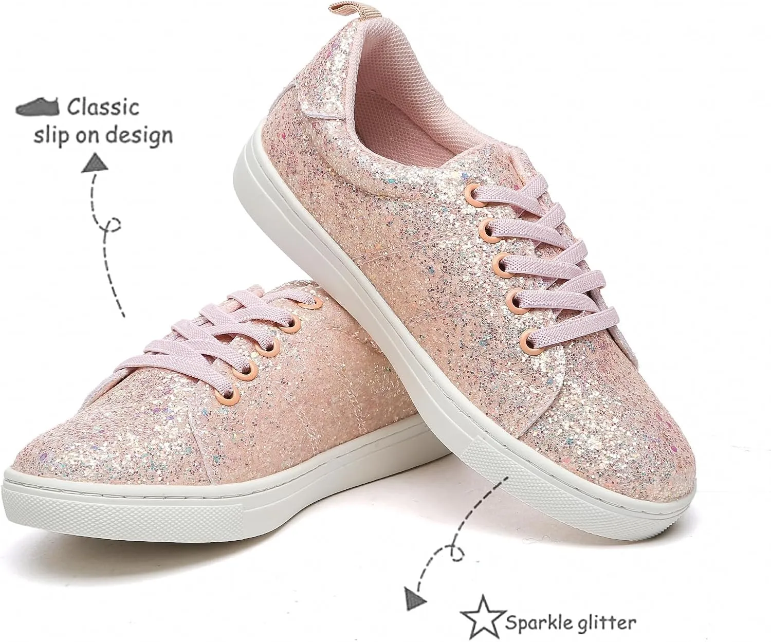 Bernal Girls & Boys Sparkle Glitter Sequin Sneakers Toddler/Little Kid/Big Kid Slip On School Low Top Walking Shoes Show Gift