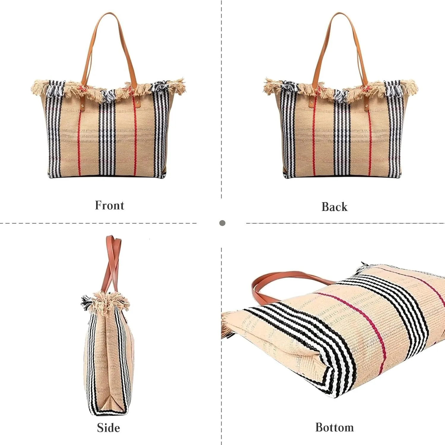 Bohemian Hobo Large Capacity Top Handle Tote for Women Cute Canvas Shoulder Summer Vibe Beach Casual Handbag