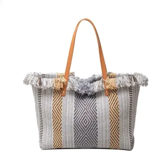 Bohemian Hobo Large Capacity Top Handle Tote for Women Cute Canvas Shoulder Summer Vibe Beach Casual Handbag