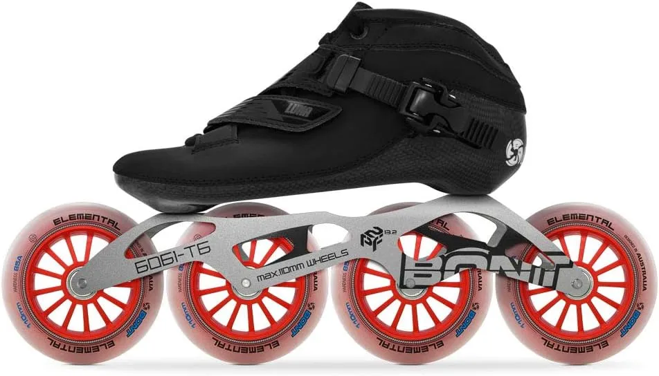 Bont Inline Speed Skating Racing Package - Luna Skate Boot   2PF 6061 Frame   Elemental Wheels   ABEC7 Bearings - Youth - Boys - Girls - Men - Women