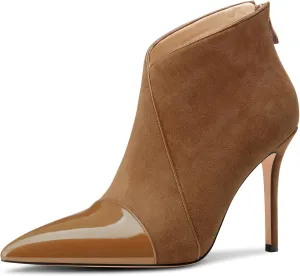 Castamere Women Stiletto High Heel Pointed Toe Ankle Boots Short Bootie Zipper Slip-on Party Office Dress Boots 3.9 Inches