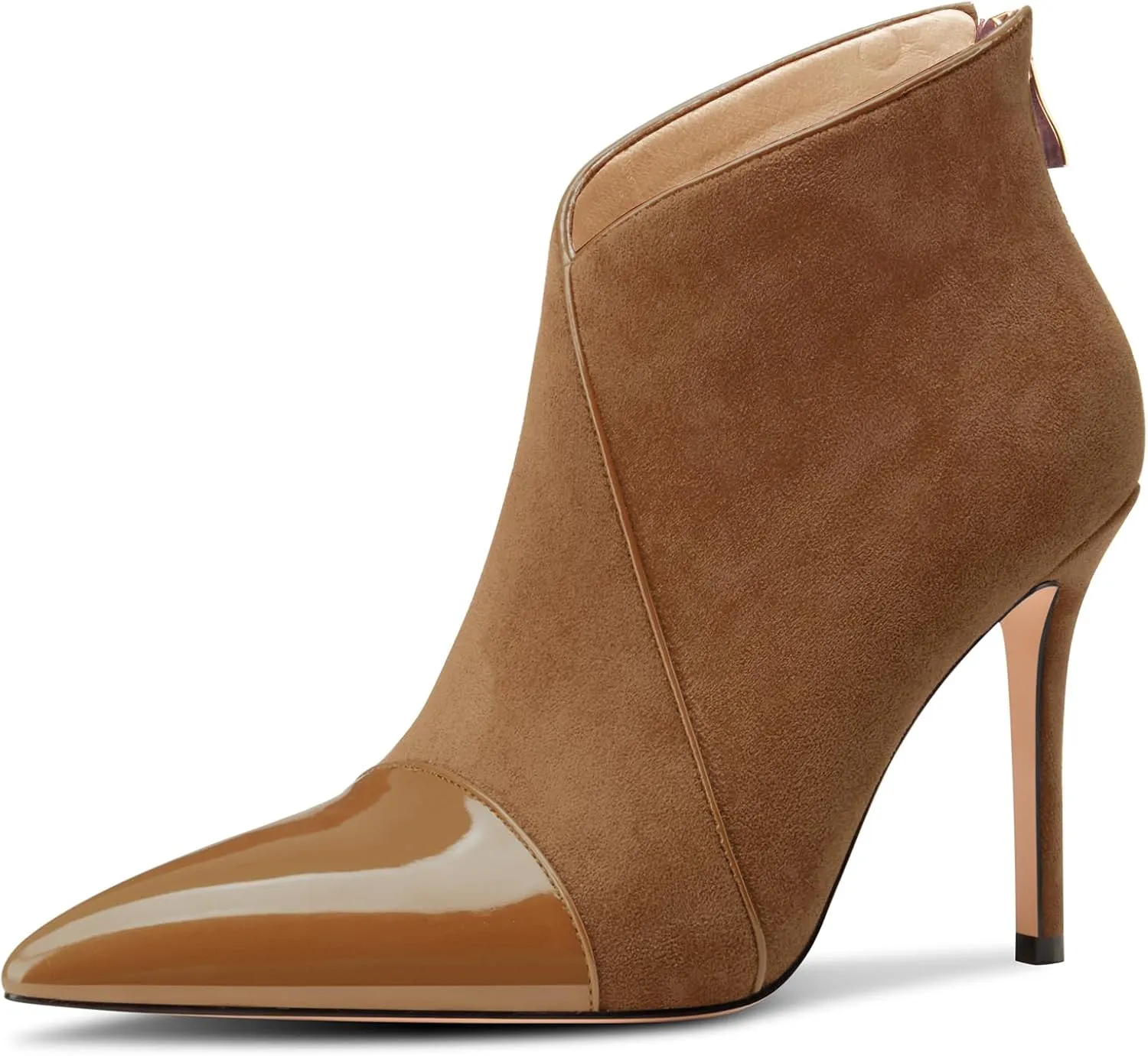 Castamere Women Stiletto High Heel Pointed Toe Ankle Boots Short Bootie Zipper Slip-on Party Office Dress Boots 3.9 Inches