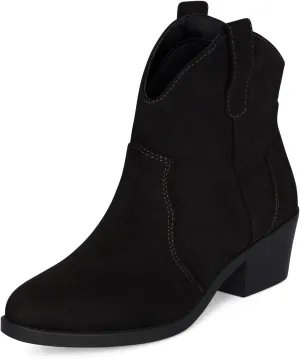 Chariot & Co Cowboy Boots for Women - Western Style Stacked Heel Ankle Boot - Seamy