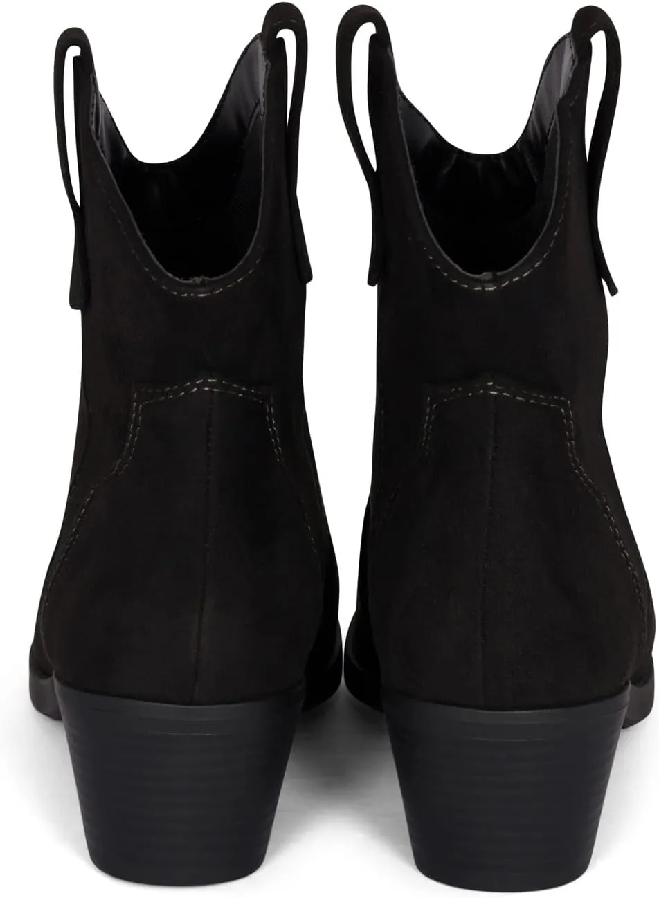 Chariot & Co Cowboy Boots for Women - Western Style Stacked Heel Ankle Boot - Seamy