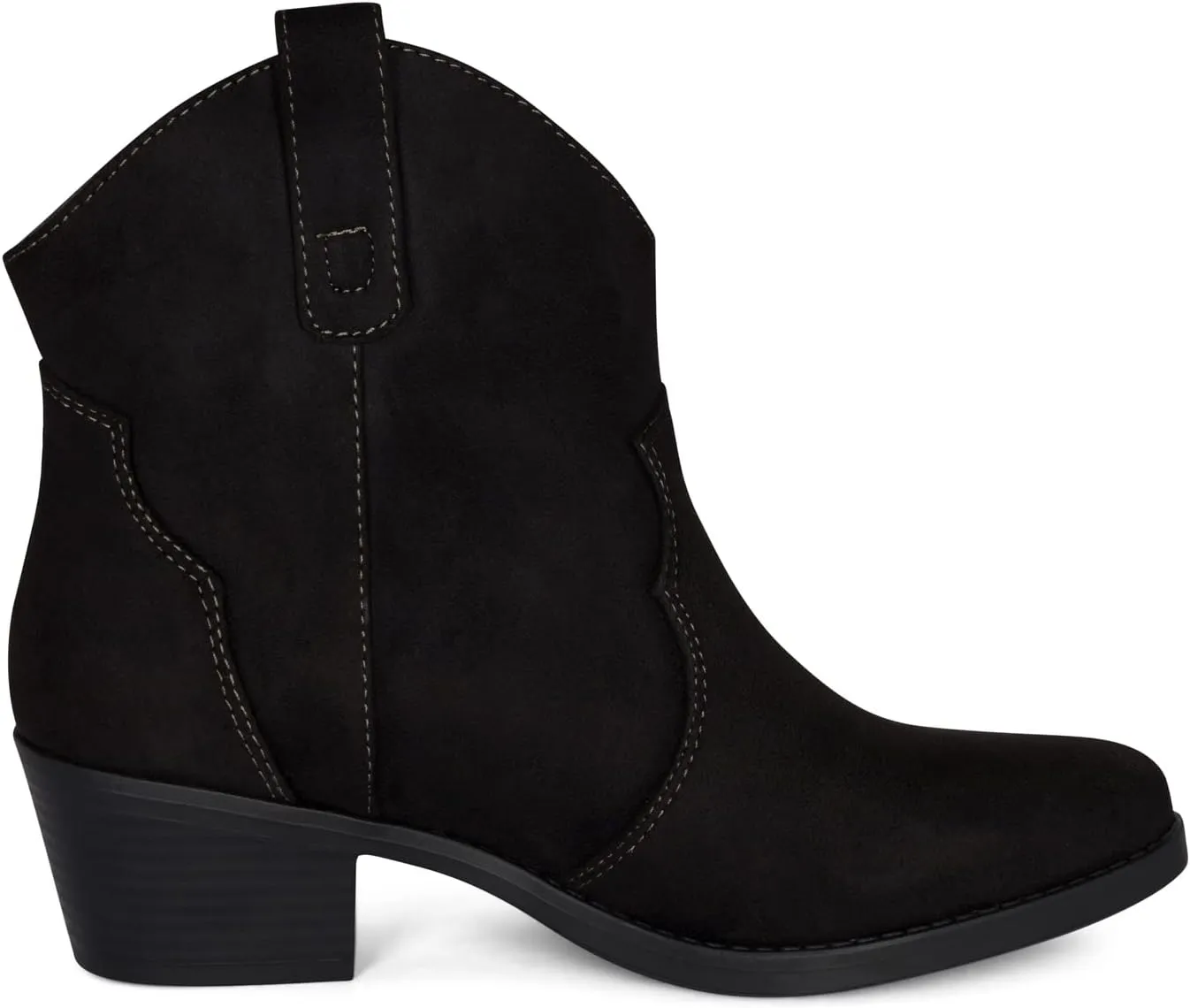 Chariot & Co Cowboy Boots for Women - Western Style Stacked Heel Ankle Boot - Seamy