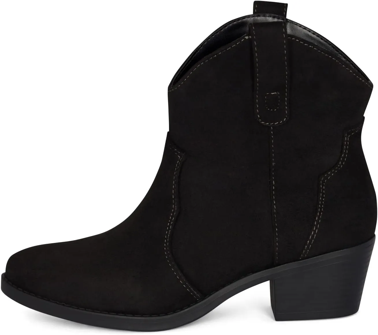 Chariot & Co Cowboy Boots for Women - Western Style Stacked Heel Ankle Boot - Seamy