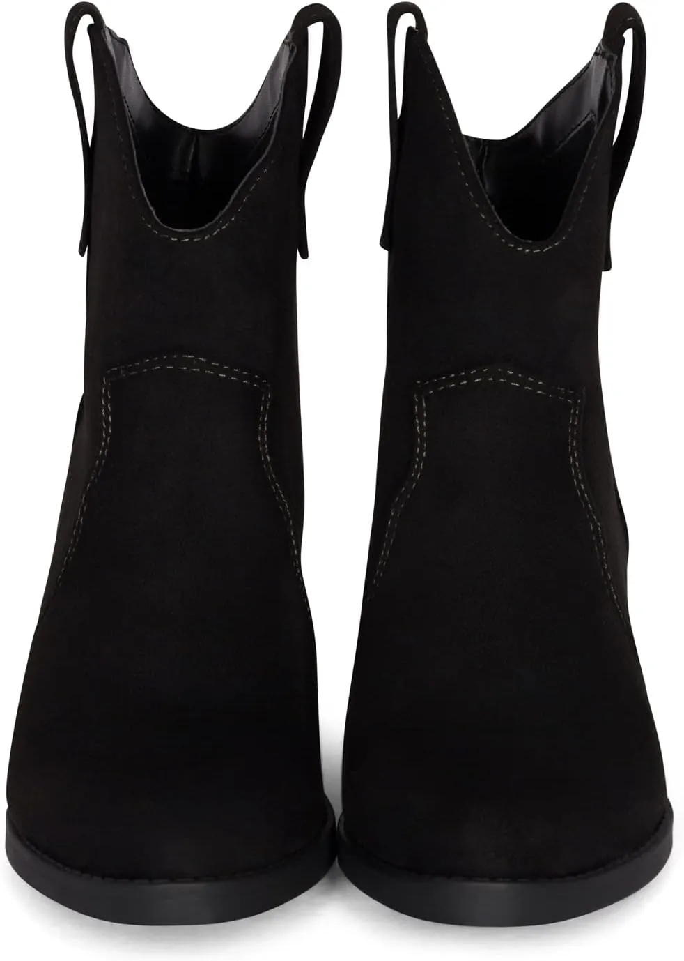 Chariot & Co Cowboy Boots for Women - Western Style Stacked Heel Ankle Boot - Seamy