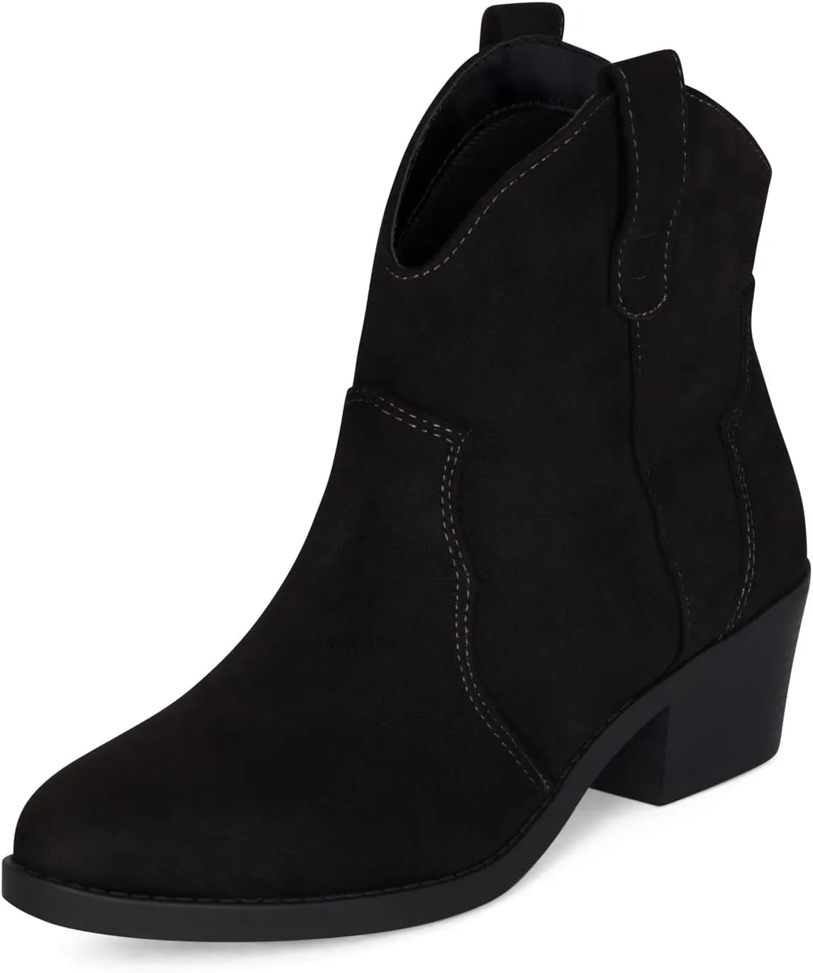 Chariot & Co Cowboy Boots for Women - Western Style Stacked Heel Ankle Boot - Seamy