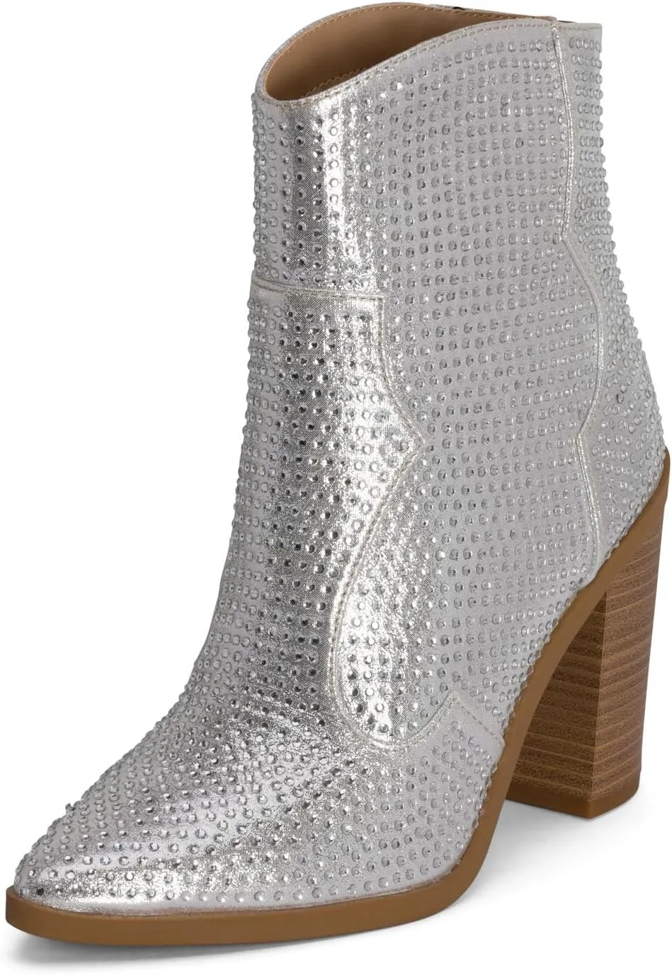 Chariot & Co Wyatt Sparkly Cowgirl Boots for Women – Silver, Gold, Black Western Ankle Booties with Rhinestones – Bedazzled Cowboy Boots 3.25” Heel