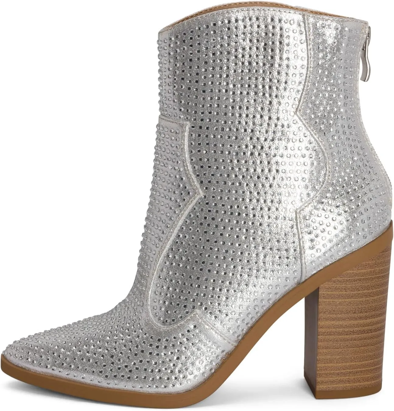 Chariot & Co Wyatt Sparkly Cowgirl Boots for Women – Silver, Gold, Black Western Ankle Booties with Rhinestones – Bedazzled Cowboy Boots 3.25” Heel
