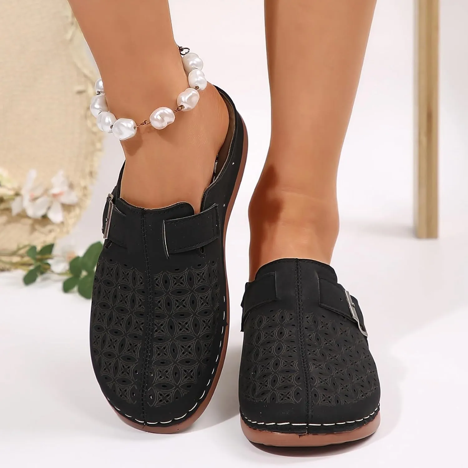 Clogs for Women Mules Summer Comfortable Orthopedic Arch Support Sandals Breathable Closed Toe Slippers Lightweight Outdoor Beach Shoes