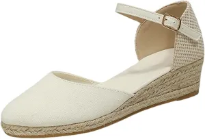 Closed Toe Sandals Women Summer Espadrille Platform Wedge Sandals Arch Support Outdoor Beach Slippers Comfortable Orthopedic Sandal Buckle Strap Casual Shoes