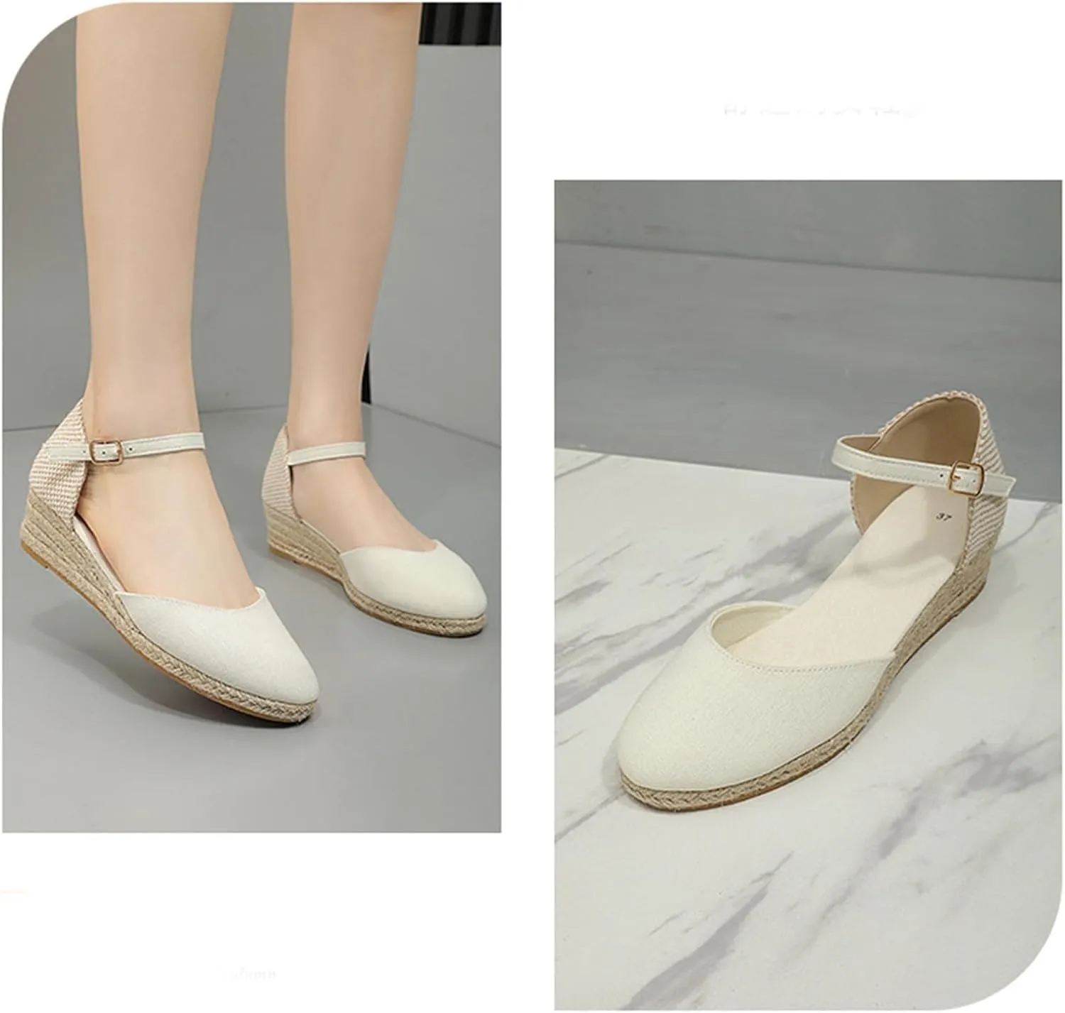 Closed Toe Sandals Women Summer Espadrille Platform Wedge Sandals Arch Support Outdoor Beach Slippers Comfortable Orthopedic Sandal Buckle Strap Casual Shoes