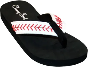 Cocomo Soul Baseball Leather Flip Flops Baseball Mom Flip Flops Baseball Sandals Baseball Flip Flops for Women